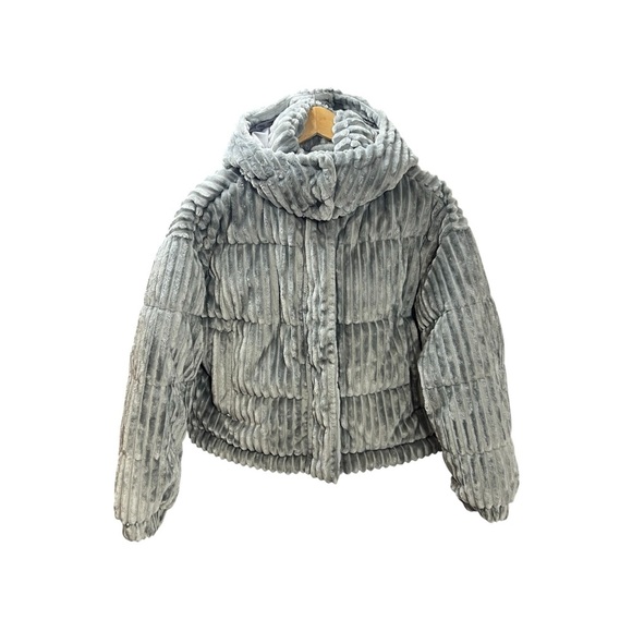 American Eagle Outfitters Jackets & Blazers - American Eagle Women’s Small Gray Soft Ribbed Textured Puffer Coat Jacket New